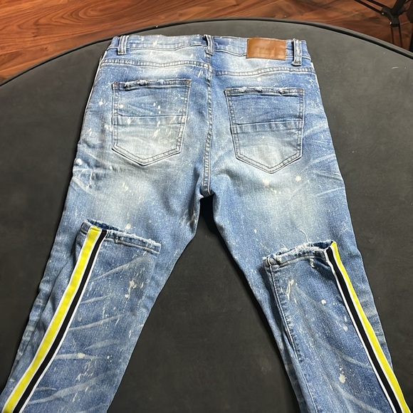 DECIBEL Jeans Mens Distressed Paint Marks Striped Faded Men Denim Jeans - Picture 5 of 8